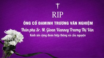 Cố Đaminh Trương Văn Nghiêm là Thân phụ Nữ tu M. Gioan Vianney Trương Thị Vân, FMSR mới được Chúa gọi về. Xin hiệp thông cầu nguyện.